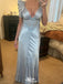 Sexy Short Sleeves V-neck Mermaid Long Prom Dress Ideas, Evening Party Dresses,WGP1761