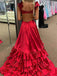 Sexy Red A-Line V-neck Side Slit Popular Long Evening Dresses with Trailing, Formal Dresses, Birthday Party, WGP568