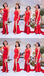 Unique Red Mermaid One Shoulder Sleeveless Side Slit Popular Cheap Maxi Long Wedding Guest Bridesmaid Dresses,WGM337