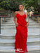 Charming Red Mermaid Spaghetti Straps Ruffle Maxi Long Party Prom Gowns,Evening Dresses,WGP386