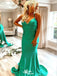 Elegant Green Mermaid Spaghetti Straps Lace Up Cheap Maxi Long Party Prom Gowns,Evening Dresses,WGP427