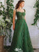 Gorgeous Emerald Green A-Line Sweetheart Spaghetti Straps Applique Lace Cheap Maxi Long Party Prom Gowns,Evening Dresses,WGP436