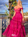 Charming Pink A-Line Sweetheart Off Shoulder Ruffle Cheap Maxi Long Party Prom Gowns,Evening Dresses,WGP449