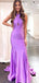 Elegant Purple Mermaid Halter Sleeveless Cheap Maxi Long Party Prom Gowns,Evening Dresses,WGP472