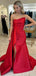 Unique Red Mermaid Strapless Sleeveless Side Slit Cheap Maxi Long Party Prom Gowns,Evening Dresses,WGP480