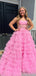 Shiny Pink A-line Strapless Sleeveless Sequin Cheap Maxi Long Party Prom Gowns,Evening Dresses,WGP486