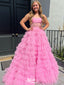 Shiny Pink A-line Strapless Sleeveless Sequin Cheap Maxi Long Party Prom Gowns,Evening Dresses,WGP486