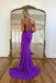 Sexy Purple Mermaid V Neck Sleeveless Side Slit Sequin Cheap Maxi Long Party Prom Gowns,Evening Dresses,WGP506