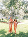 Elegant Orange High-Neck Sleeveless Mermaid Long Bridesmaid Dresses Online,WGM461