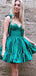 Gorgeous Green Spaghetti Straps Sweetheart Sleeveless Ruffle Cheap Short Homecoming Dresses, EPT162