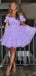 Gorgeous Lavender Off Shoulder Sweetheart Sleeveless Lace Up Cheap Short Homecoming Dresses, EPT167