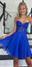 Sexy Royal Blue Sweetheart Sleeveless Applique Cheap Short Homecoming Dresses, EPT181