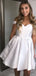 Simple Off Shoulder V Neck Sleeveless Lace Up Cheap Short Homecoming Dresses, EPT186