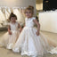 Cute Cap Shoulder Lace Applique Ball Gown Little Long Flower Girl Dresses, Wedding Flower Girl Dresses, FGD024