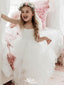 Lovely White Round Neck Sleeveless Applique Ruffle Little Long Flower Girl Dresses, Wedding Flower Girl Dresses, FGD037