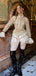 Unique White Halter A-Line Long Sleeve Short Homecoming Dresses For Birthday Party, EPT701