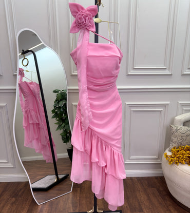 Elegant Pink One-Shoulder Mermaid  Sleeveless Long Prom Dress Ideas, Evening Party Dresses,WGP1684