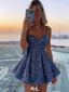 Sparkly Blue Sequin Homecoming Dress with Bow Back Sexy Open Back A-Line Party Gown, EPT721