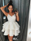 Popular A-Line Spaghetti Straps V Neck Applique Short Homecoming Dresses, EPT129