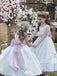 Cute White Bow Halter Sleeveless Floral Long Flower Girl Dress,FG031