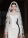 Elegant White Long Sleeve Mermaid Long Wedding Dresses With Sweep Trailing ,WDH171