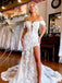Floral White Off-Shoulder Mermaid Long Wedding Dresses With Sweep Trailing,WDH183