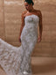 Sexy White Sweetheart Lace Mermaid Long Wedding Dresses With Sweep Trailing ,WDH169