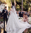 Elegant White Off-Shoulder A-Line Long Wedding Dresses With Sweep Trailing,WDH182