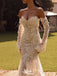 Sexy White Sweetheart Long-Sleeve Mermaid Long Wedding Dresses With Sweep Trailing ,WDH174
