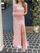 Sexy Pink Mermaid One Shoulder Side Slit Maxi Long Party Prom Dresses,WGP279