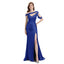 Royal Blue Mermaid Sexy High Slit Burnt Brown Satin Long Bridesmaid Dresses, WGM012