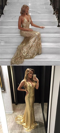 Cheap Sexy Sequin Mermaid Shinning Long Bridesmaid Prom Dress, WG1011 - Wish Gown