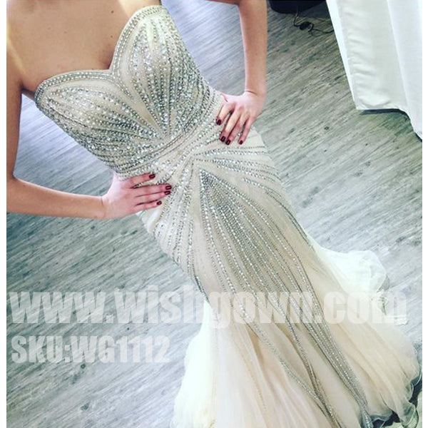 Gorgeous Beading Sparkly Sweetheart Mermaid Evening Long Prom Dresses, WG1112 - Wish Gown