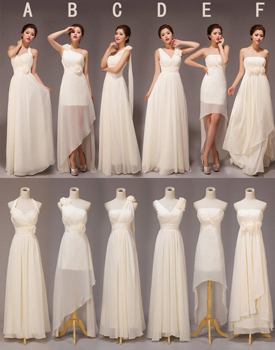 Mismatched Pretty Chiffon Long Different Styles Formal Cheap Maxi A Line Bridesmaid Dresses, WG118