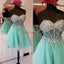 Strapless mint sparkly see through mini homecoming prom gown dresses, BD000168