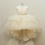 Ivory Satin Top Rhinestone Belt Hi-low Tulle Flower Girl Dresses,  Cheap Little Girl Dresses, FG028