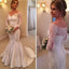 Charming Off Shoulder Long Sleeve Mermaid White Satin Lace Wedding Dresses, WD0206 - Wish Gown