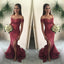 Shinning Off Shoulder Sequin Mermaid Side Slit Cheap Long Prom Dresses, WG297