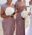 Jersey V Neck Long Charming Beach Wedding Bridesmaid Dresses, WG347