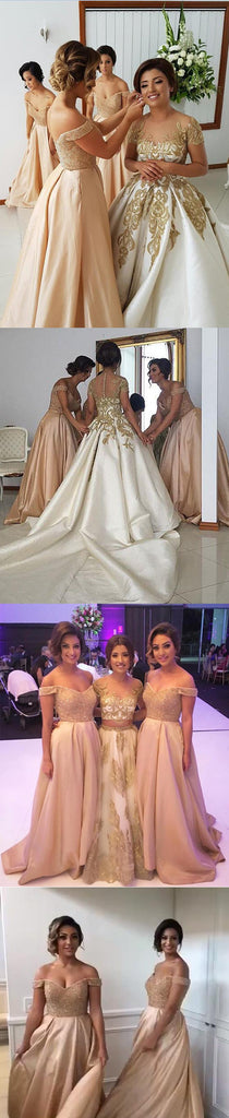 Off the Shoulder Sweetheart Long Wedding Bridesmaid Dresses, WG380