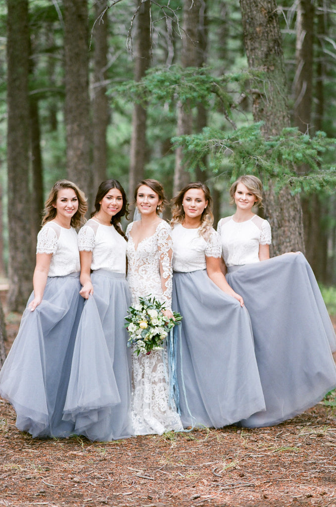 Lace Short Sleeves Tulle Long Wedding Party Dresses Cheap Charming Bridesmaid Dresses, WG387