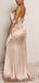 Sexy Champagne Mermaid Off Shoulder High Slit Maxi Long Evening Prom Dresses,WGP265