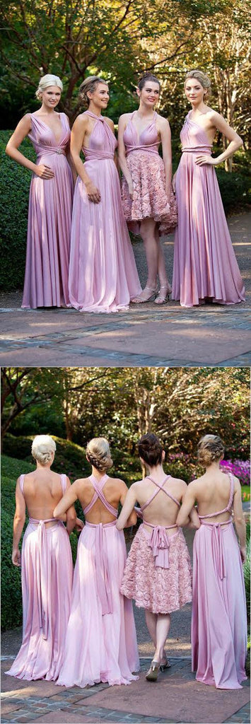 Fashion Convertible Jersey Cheap Pleating Floor-Length Morden Wedding Bridesmaid Dresses, WG41 - Wish Gown