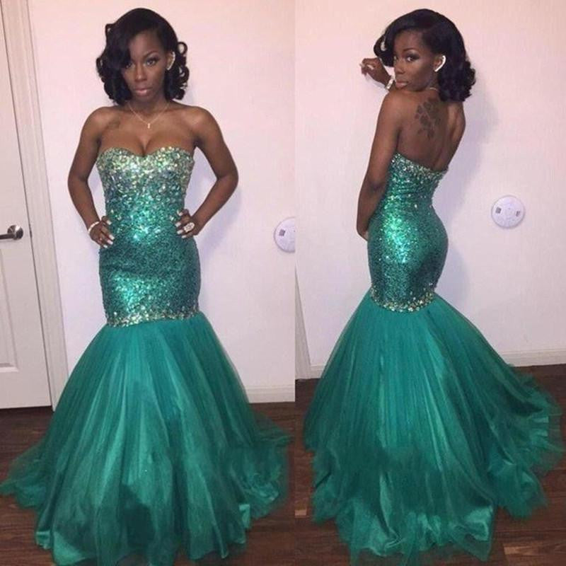 Online Gorgeous Green Sweetheart Mermaid Shinning Long Prom Dress, WG540