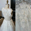 Charming V Neck Handmade Flowers Pretty See Through Back Bridal Gown, WG618 - Wish Gown