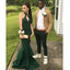 Halter Green Sexy Mermaid Cheap Simple Long Prom Dresses, WG768