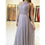 Simple Cheap Chiffon Lace Top Formal A Line Long Prom Dresses, WG773