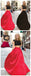 Long Two Pieces Cap Sleeve Simple Red and Black Lace Affordable Evening Prom Dresses, PD0043