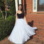 Long Spaghetti Straps Black White Sweet Heart Long Simple Tulle Prom Dresses, PD0068