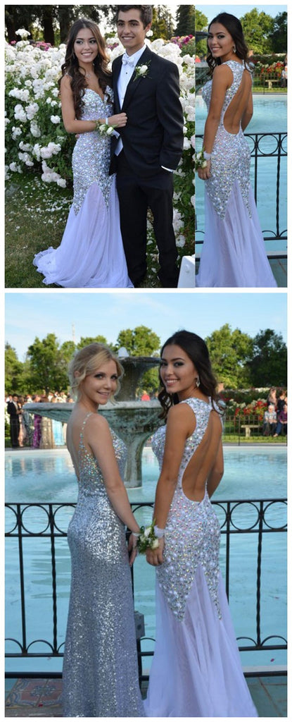 Long Sparkle Charming Backless Sexy Mermaid Stunning Inexpensive Evening Prom Dresses, PD0099